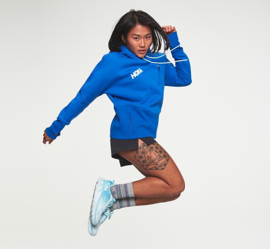 Hoka One One Hoodie Dames - Performance - Blauw - GN9127463